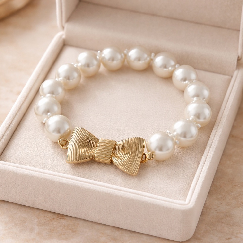 Kate Spade Gold Bow Pearl Bracelet